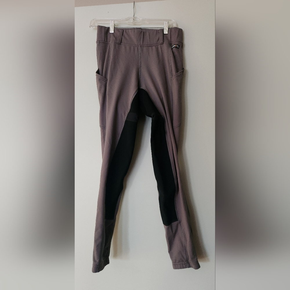 Kerrits equestrian riding breeches pants gray black pockets